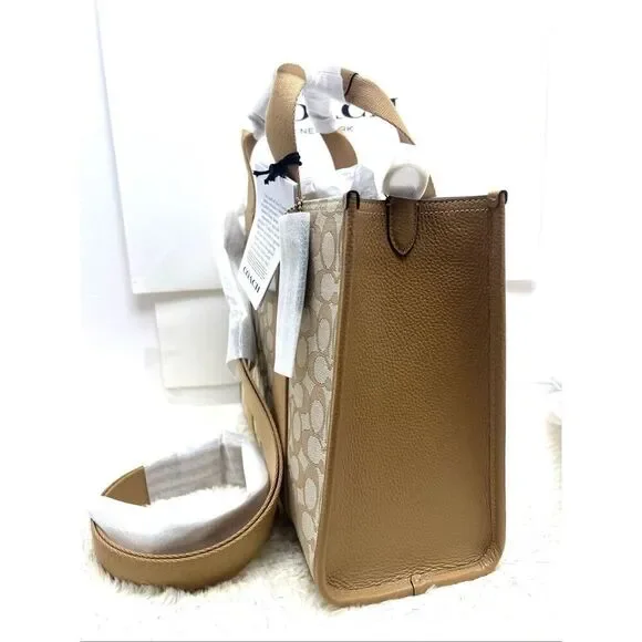 🔥🎁NWT! Coach Smith Tote Bag in Sig Jacquard Canvas Khaki Multi CY367 Msrp:$428 - Picture 12 of 14